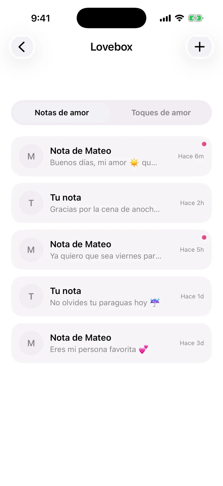 Lovebox con notas de amor